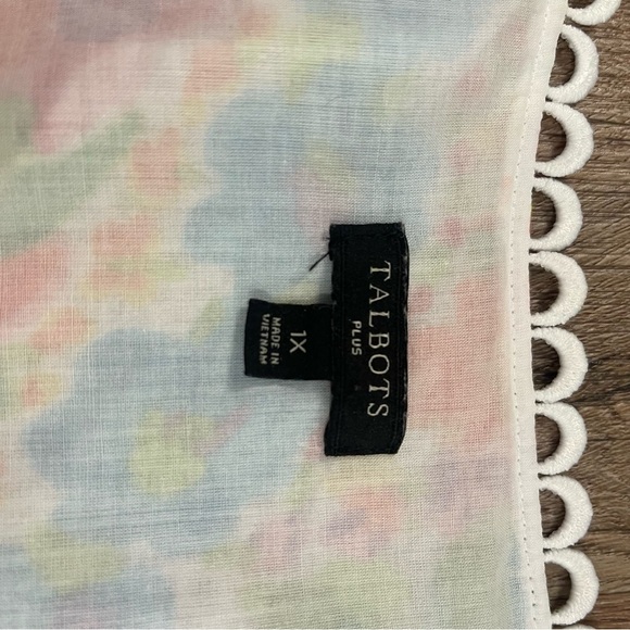 Talbots Blouse Women’s XL Rainbow Floral Embroidered Trim Cotton Happy Bohemian - Picture 5 of 10